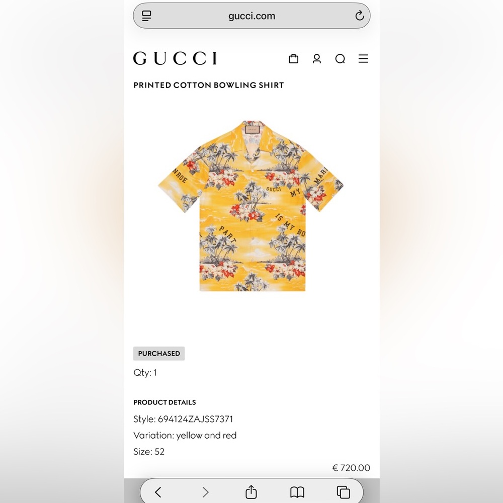 Gucci Yellow Floral Print Shirt